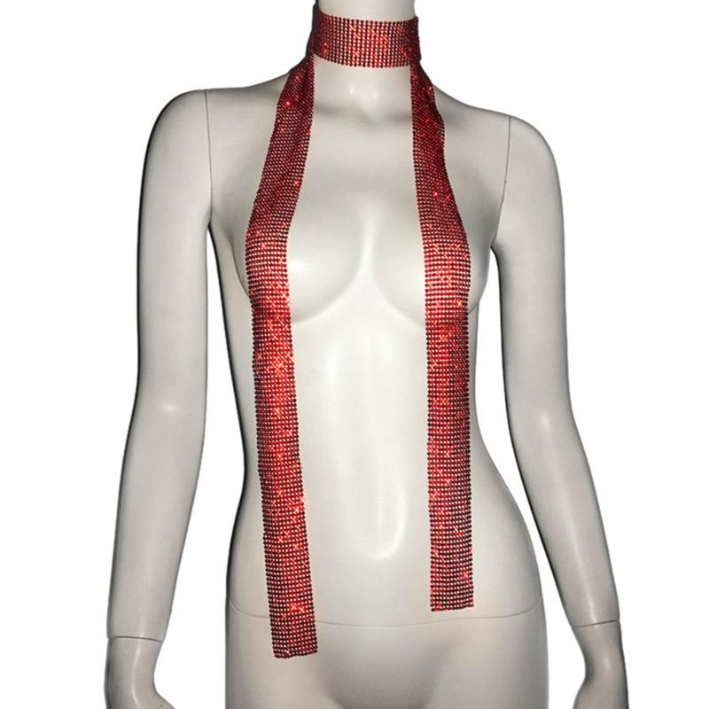 

Glistening Scarf for Women Full Rhinestones Long Chain for Nightclub Prom Choker Exquisite Crystal Nightclub Jewelry