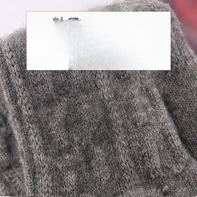 Nya Ullpekskärmshandskar Varma Höst- och Vinterstickade Halvfingerhandskar Plus Sammet Förtjockade Jacquardhandskar