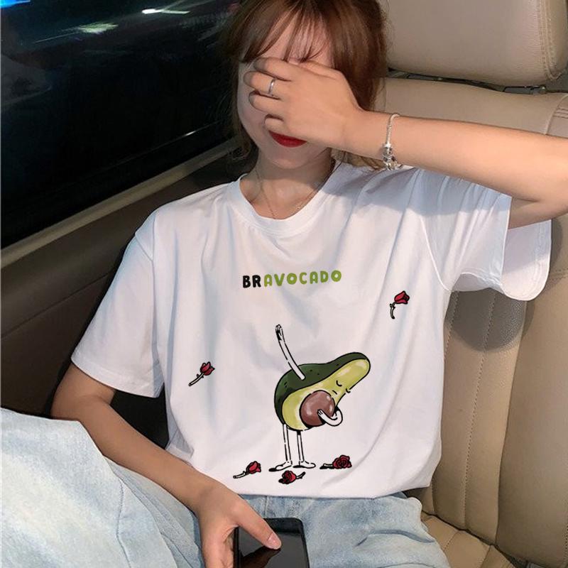 Avocado Vegan T Shirt Women Harajuku Funny Cartoon T-Shirt Ullzang Korean Style Small Fresh Tshirt 90S Fashion Top Tees Female