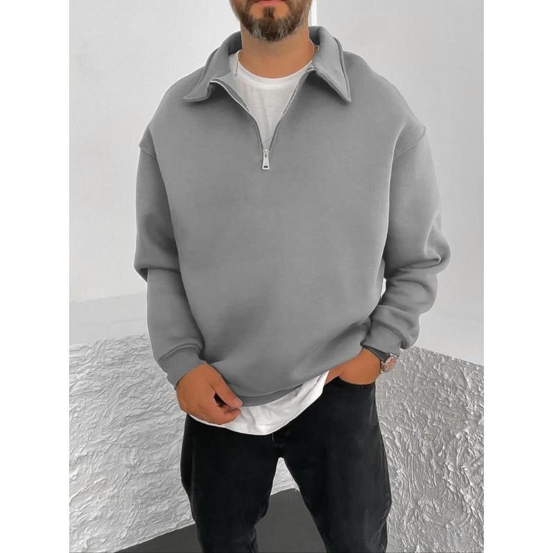 

2025 Новая осенне-зимняя мужская повседневная толстовка на молнии с лацканами S серый