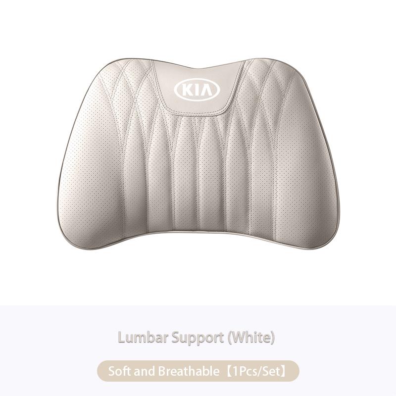 Car Leather Waist Pillow Supports Breathable Memory Foam Cushion For KIA EV6 Stinger RIO Sorento Picanto Ceed Borrego Syros K4