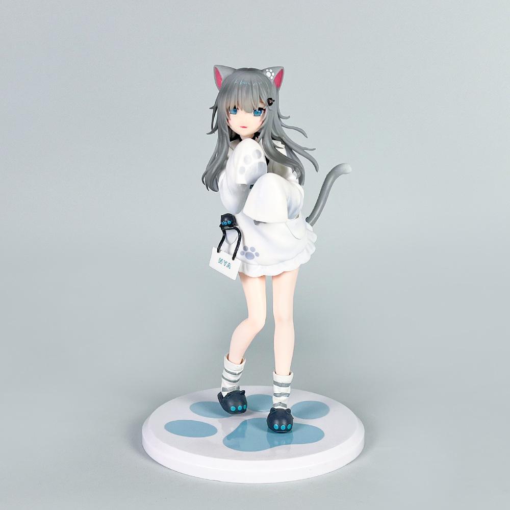 New product - Standing beauty girl Gan Cheng Cat Girl figure - 2D anime cat-ear girl decorative item - Opened box gift