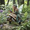 Feen-Schildkröten-Gartenspieß, Märchen-Hofkunst-Spieß, Fantasy-Schildkröte und Fee Außen Dekoration für Rasen Pflanzgefäß Blumentopf