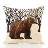 Decorative Cushion Cover Squirrel Bird Bear Fox Animal Printed Cotton Linen Pillowcase Couch Sofa Pillow Cover Living Room Decor