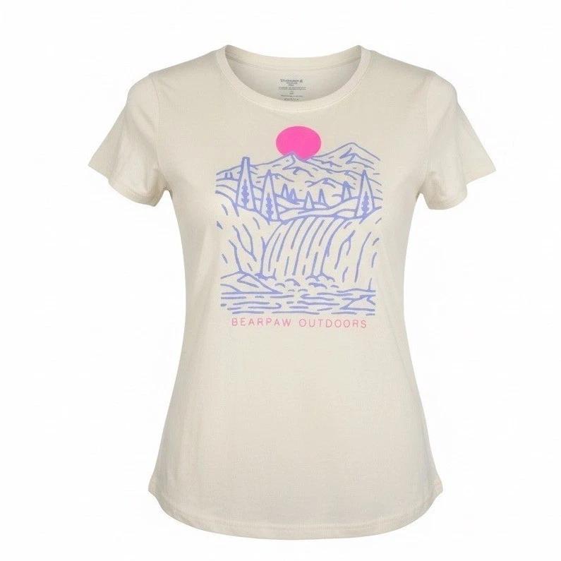 

Bearpaw Outdoors Womens Cream Graphic T-Shirt Mountain Waterfall, Size M, NWT L