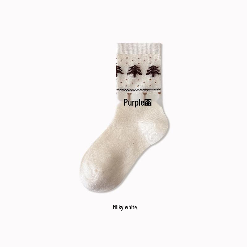 Women s Retro Fair Isle Wool Socks: Cozy, Thick Mid-Calf Winter Socks with Cute Bowknot and Puppy Design. One Size