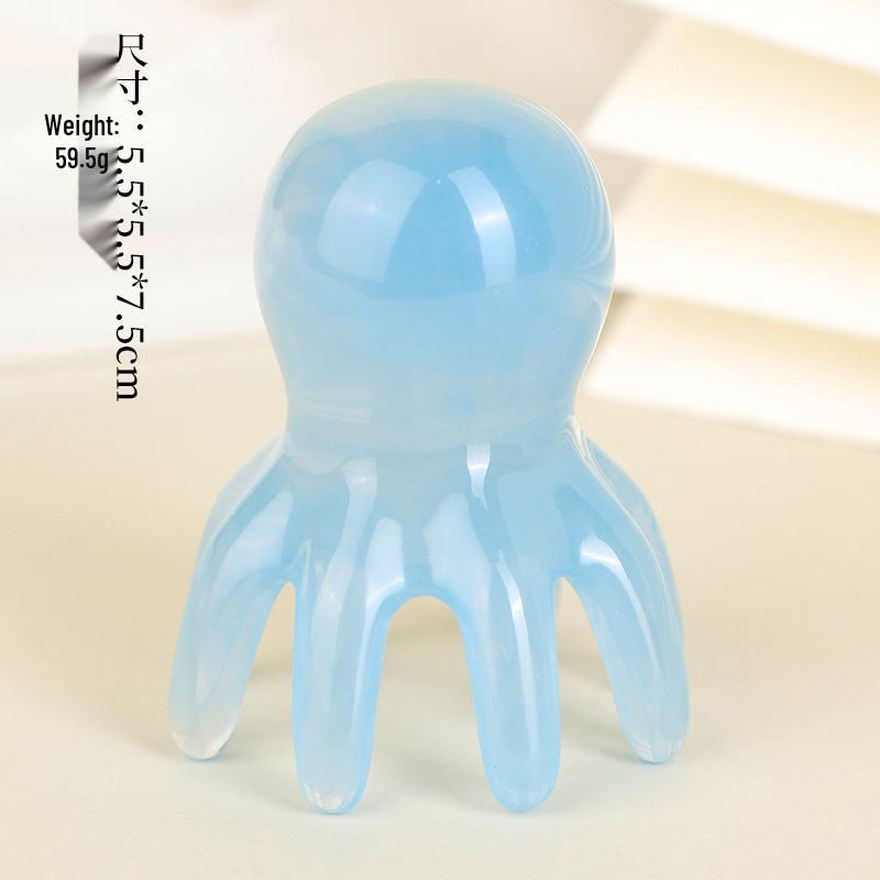 Pink Octopus Portable Scalp Massager Comb with Wide-Tooth Gua Sha Design