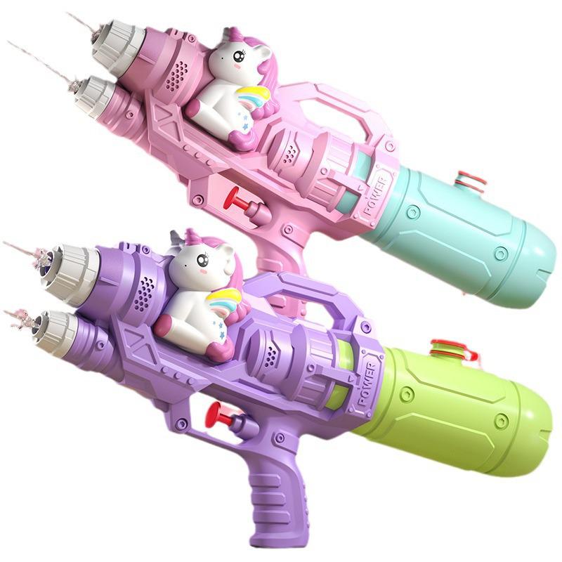 Double Nozzle Water Gun Toy: Little Horse, Dinosaur, Duck & Shark Squirt Gun