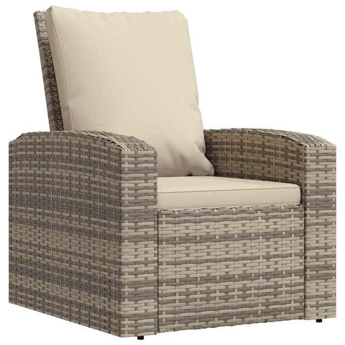 VidaXL Fauteuil inclinable de jardin avec coussins marron clair rotin 364103