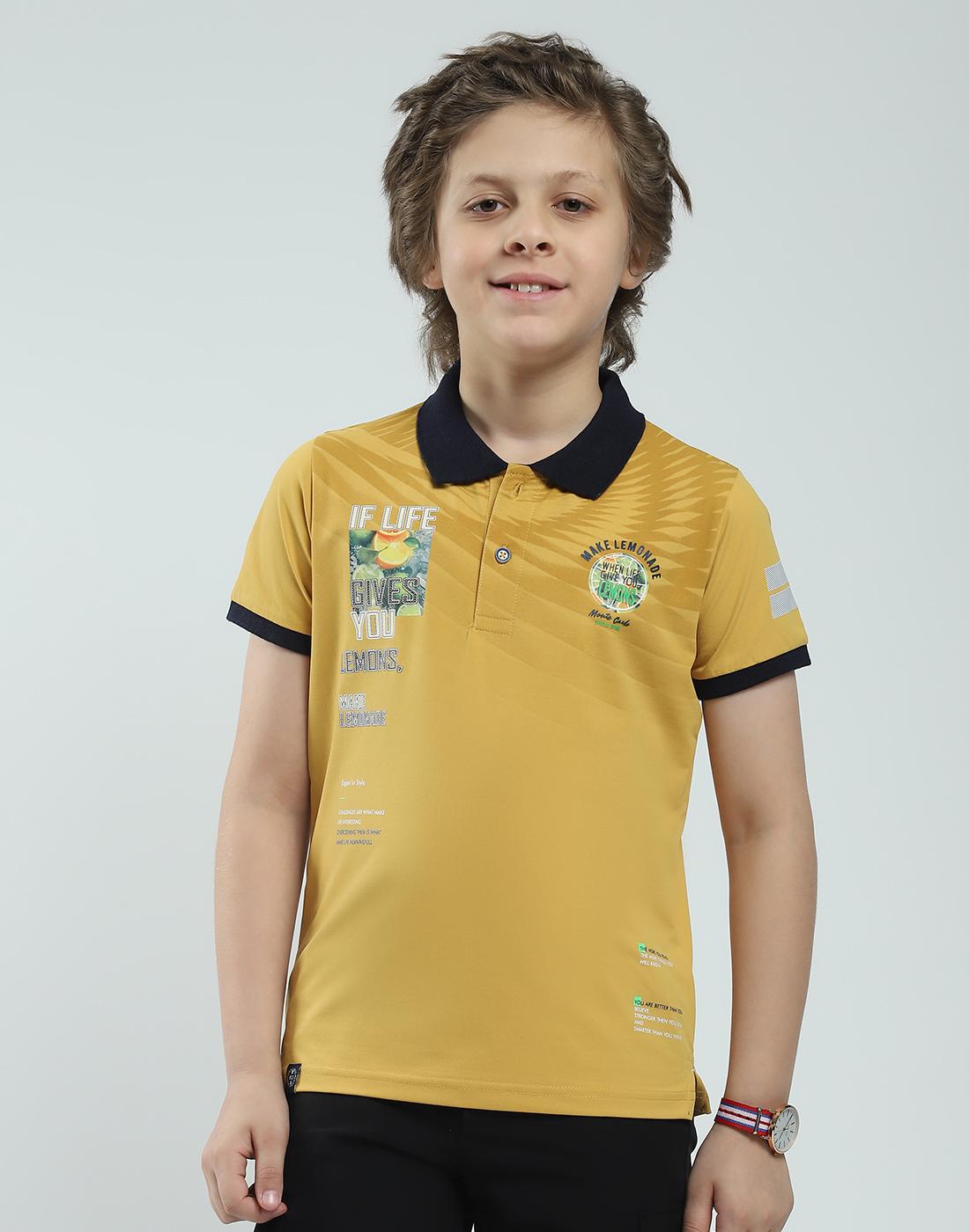 

MONTE CARLO Поло с принтом для мальчиков, стандартного кроя, с коротким рукавом 11-12 Years горчичный