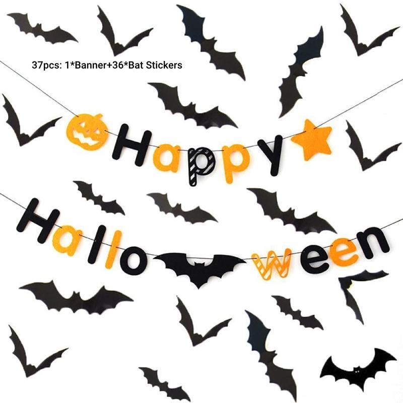 Halloween 3d Bat Sticker Decoration Pack Of 12 Pvc Bat Stickers For Haunted House Decor