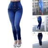 Women Jeans Solid Color Slim Fit Denim High Waist Summer Pants Female Clothes