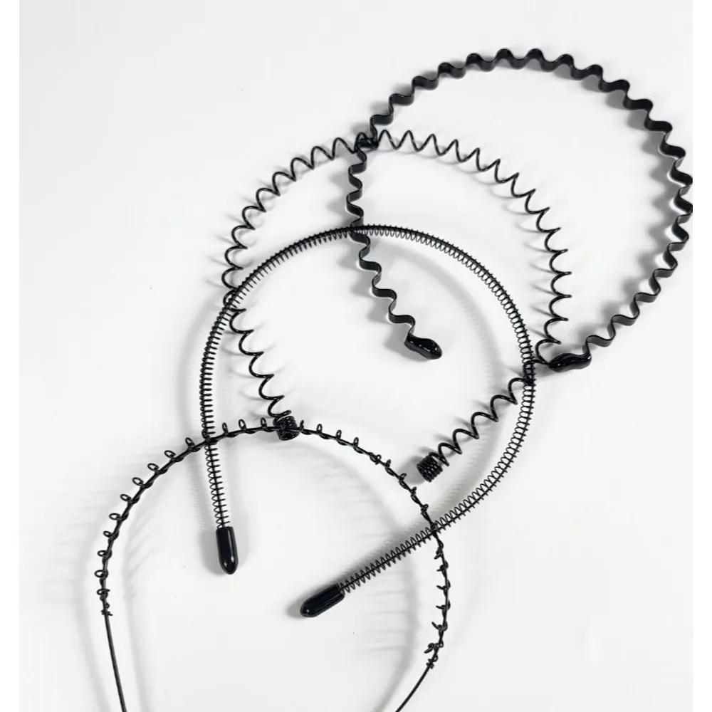 Wave Headband Non-slip Black Wire Hairband Spring Design 4P (4 Types) 4 Types of Non-Slip Wire Headbands