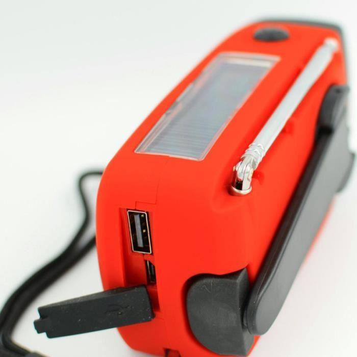 Radio solaire avec torche LED d'urgence à manivelle VIPITH, radio avec batterie de secours pour smartphone 2000 mAh