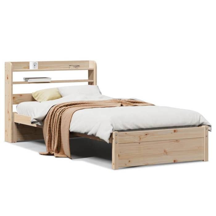 VidaXL Bed Frame with Headboard 90x190 Cm Solid Pine Wood, Bed, Solid Wood Bed Frame, Bedroom Furniture At 3306722