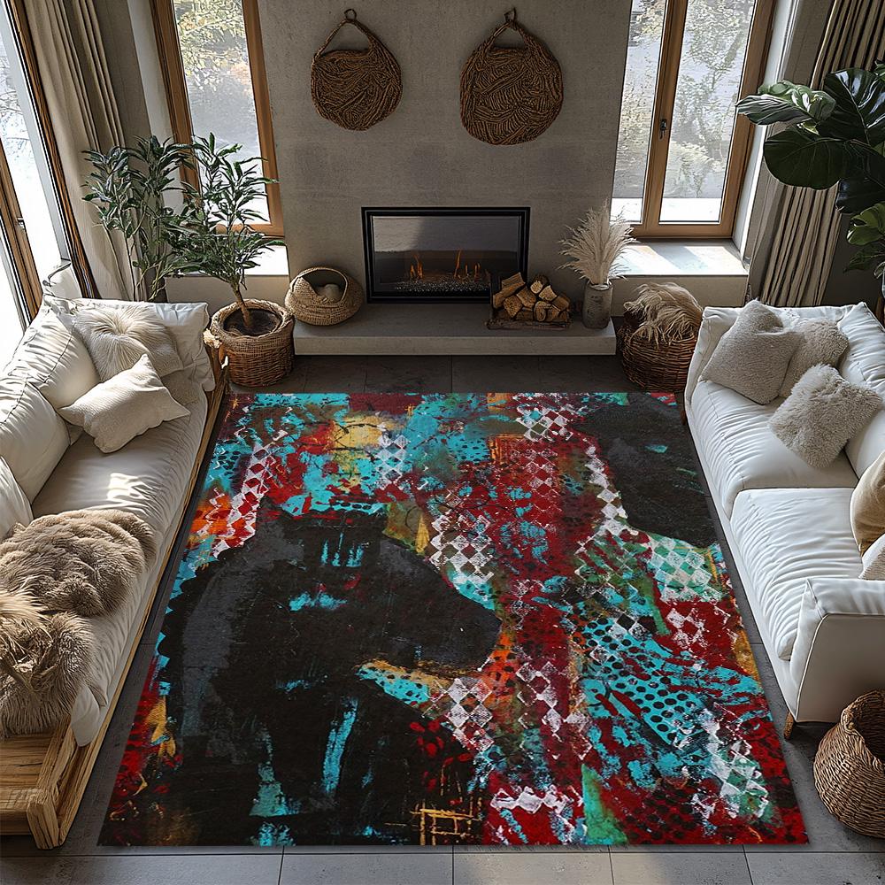 Abstract Area Rug Modern Non-Slip Floor Mat Living Room Bedroom Home Decor Artistic Carpet Washable Home Accent Rug Contemporary