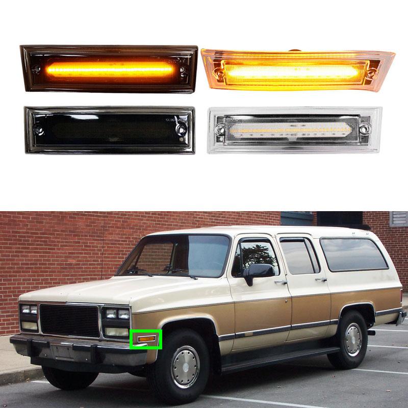1 Pair Car Exterior LED Front Side Marker Lights Warning Lamp Turn Signal Lens For GMC SUBURBAN JIMMY PICKUP CHEVROLET SUBURBAN