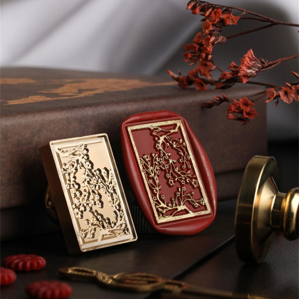 Antique Embossed Seal Stamp Head  with Umbrella Fish Flower Heart Pattern for Seal Envelope Card Scrapbook Decoration