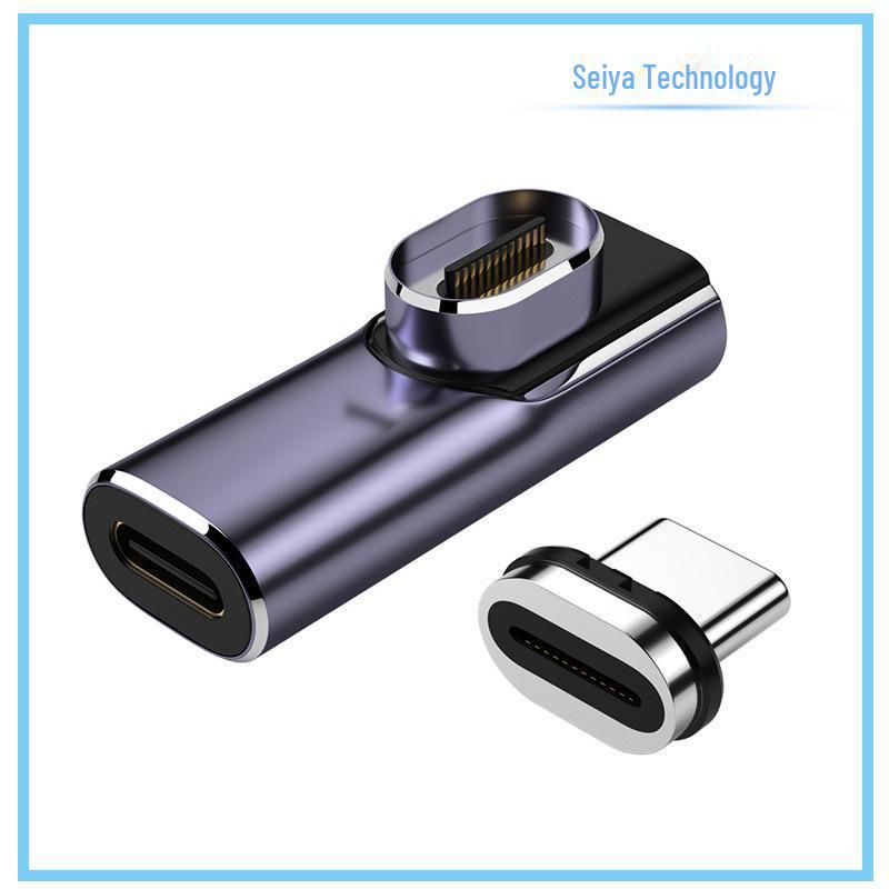 

Магнитный адаптер Type-C на Type-C: Многофункциональный USB-кабель с передачей данных 40 ГБ, мощностью 100 Вт, прямым и изгибом вбок. Silver interface серебряный