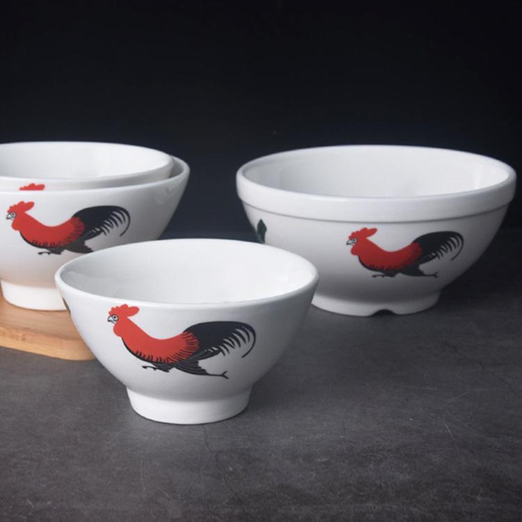 Retro Classic Rooster Design Multi-Purpose Bowl: Perfect for Soup, Noodles, Rice, and More!