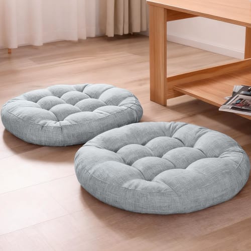 

HOSUR Floor Cushion, Round, Linen-Look Cushion with Cover, Comfortable for Office Chairs, Non-Slip, Stylish, Cute, Scandinavian Design, Simple Design,