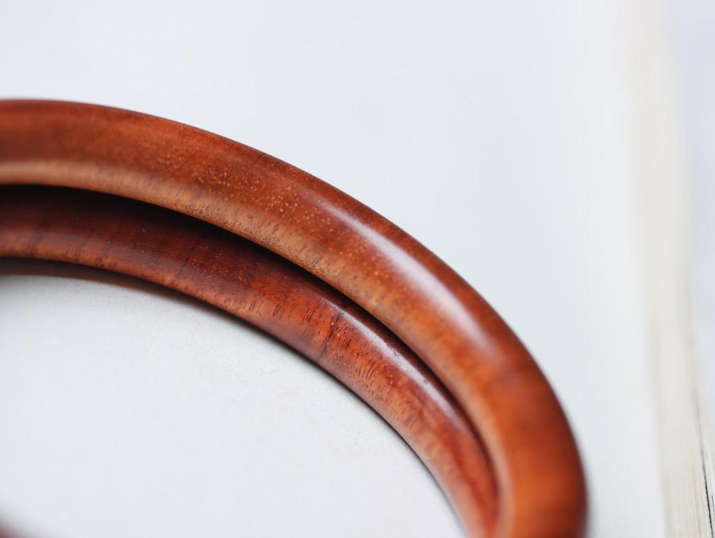 Ethnic Style Wenwan Jewelry - Blood Sandalwood, Green Sandalwood, Ebony, Rosewood, and Agarwood Thin Bangle Bracelet (0.8 Round Bar).