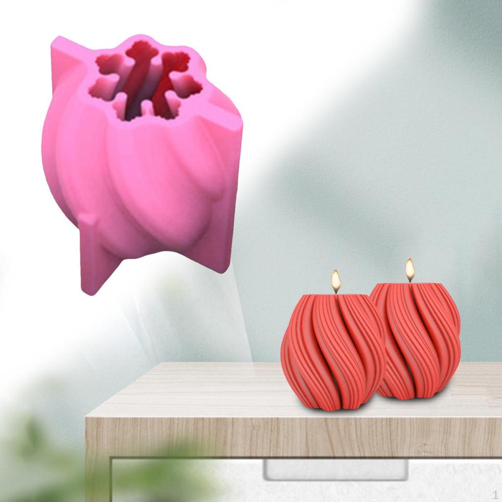 3D Geometric Rotating Silicone Candle DIY Soap Candles Striped Art Supplies Craft for Clay Cake