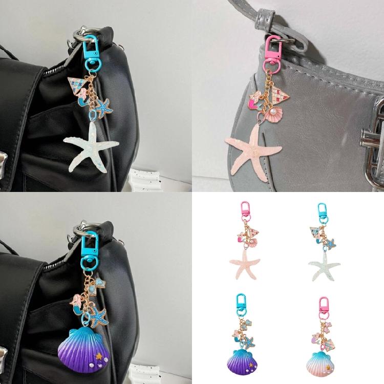 Creative Keychain Shell Car Key Rings Starfishes Key Chain Bag Charm Backpack Pendant Jewelry Accessories