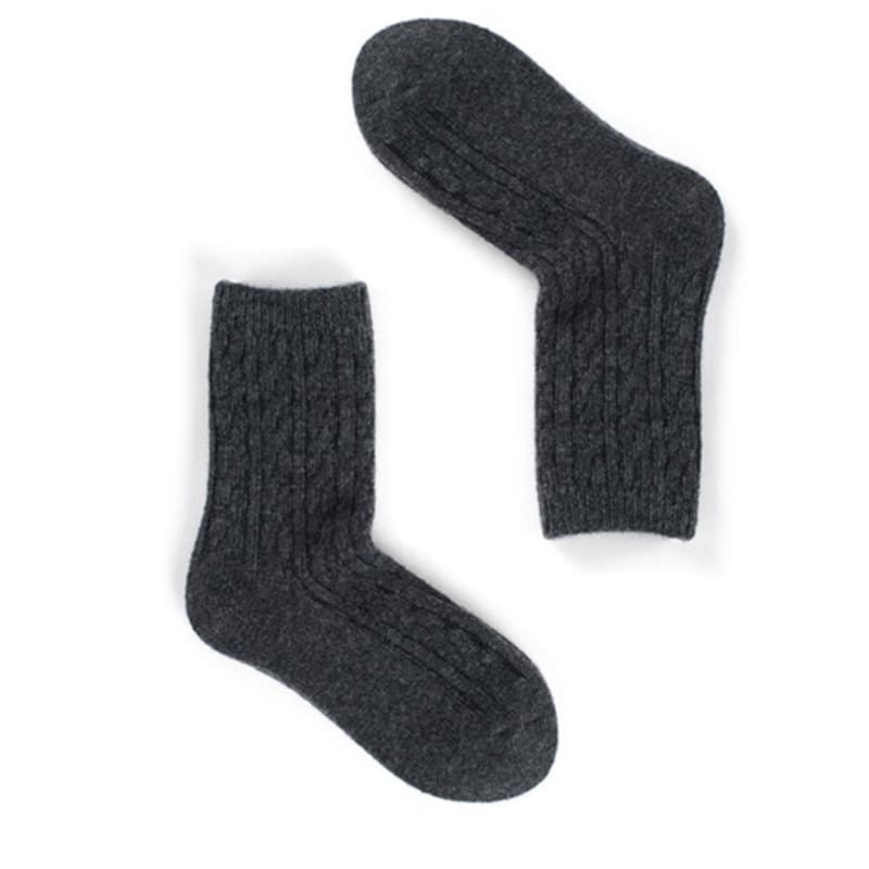 Abiruz Women's Solid Cable Wool Socks Charcoal