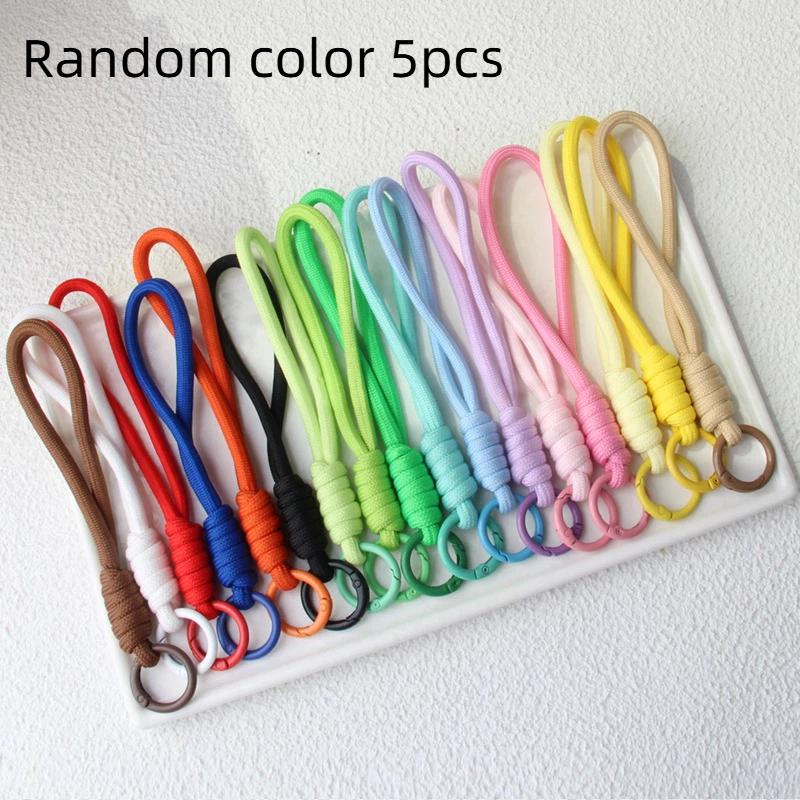 5 pièces/lot Porte-clés tressé coloré Lanière pour téléphone portable Corde à nœud anti-perte Sangle Porte-clés Hommes Femmes Accessoires Porte-clés de voiture