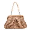 Borsa Estiva in Paglia Intrecciata Borsa a Spalla con Catena Fatta a Mano Texture Leggera Uso Casual