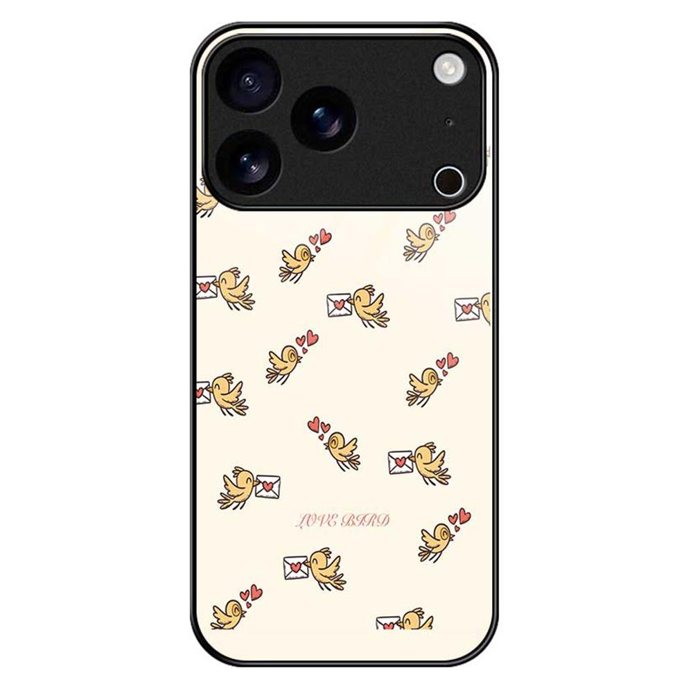 For iPhone 17 Pro Case PC TPU Tempered Glass Pattern Printing Anti Drop Phone Back Cover