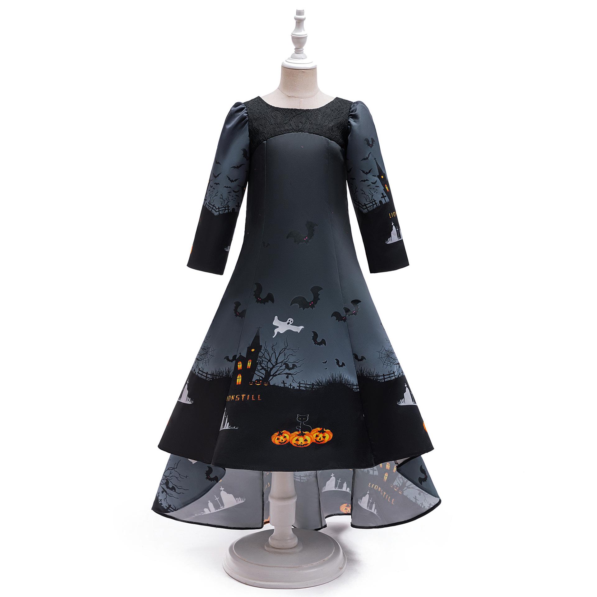 

Хэллоуинское платье Платье для девочек-цветочниц Платье для крещения малышки на 3-й день рождения Детская одежда принцессы Свадебное кружевное платье для вечеринки Детский костюм 130 чёрный