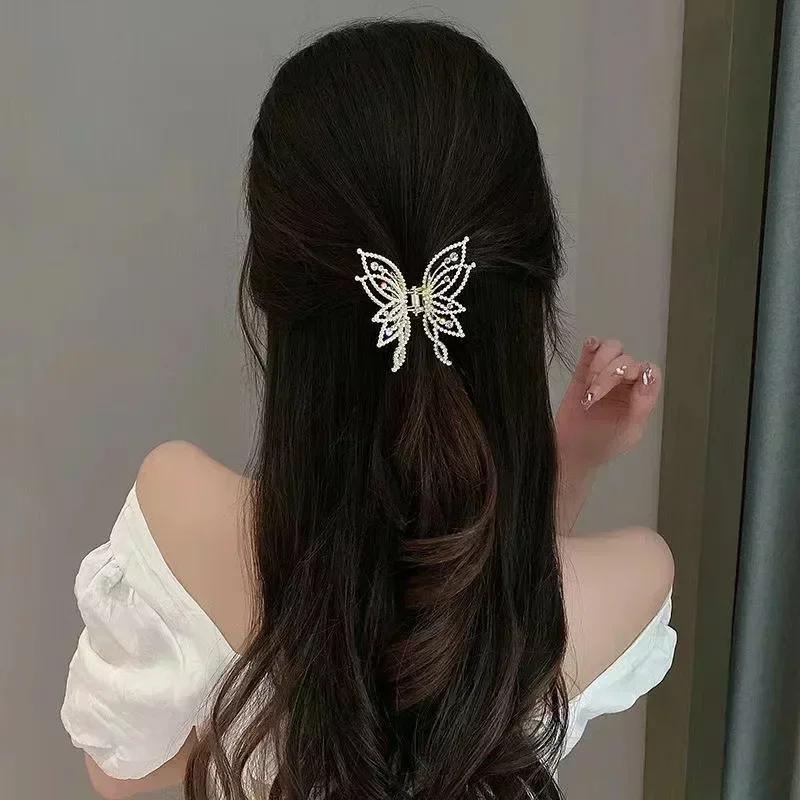 Fashion Metal openwork Hair Claw Butterfly Hair Clips for Women Girl Elegant Ponytail Claw Clip Vintage Hairpin Hair Accessories