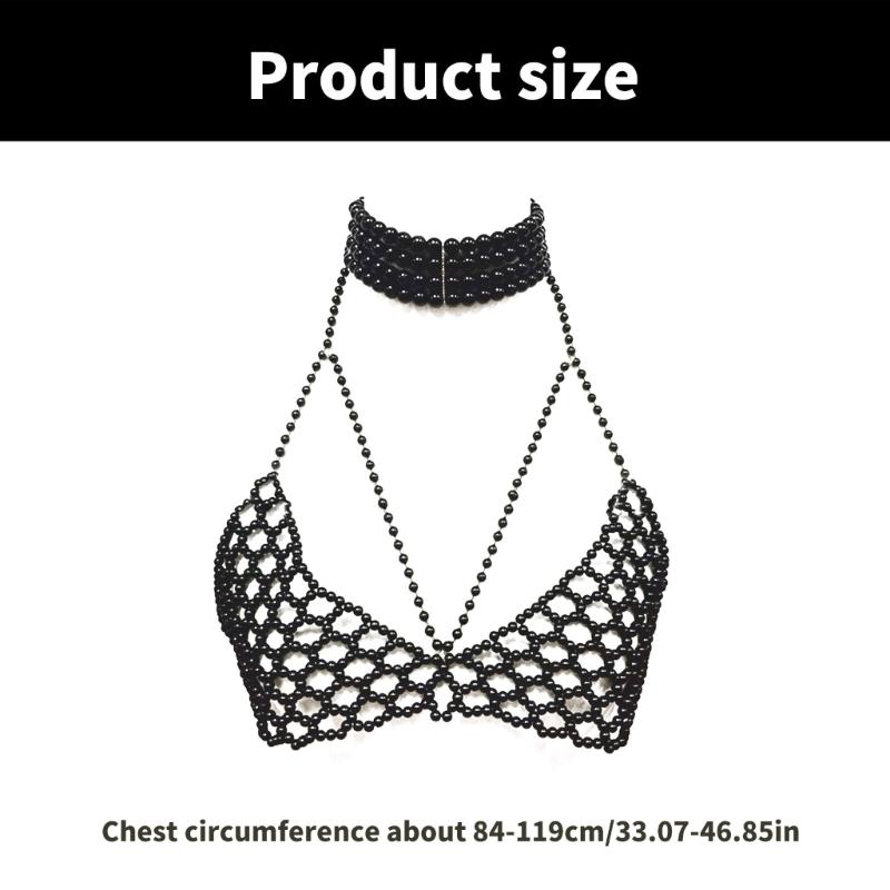 Sophisticated Pearls Body Chain Lingerie Versatile Chest Jewelry Accessory Portable for Parties and Date Nights
