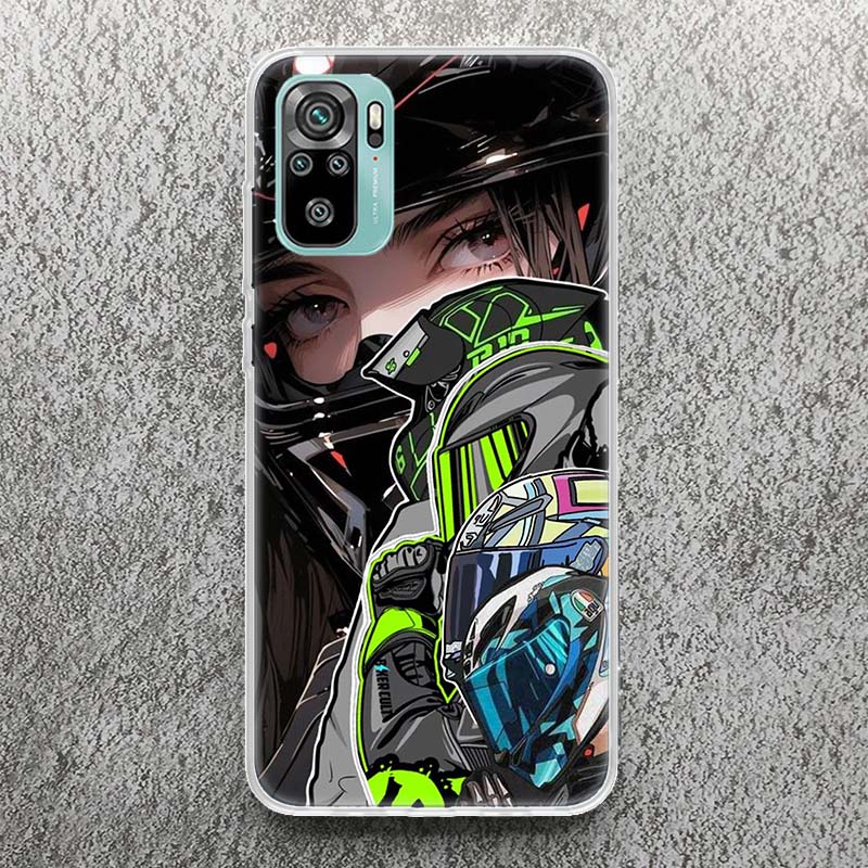 Motorcycle Rider Helmet Print Soft Case for Xiaomi Redmi Note 14 13 12S 11S Phone Shell 10 Pro Plus 11E 11T 12 11 10S 5G Cover