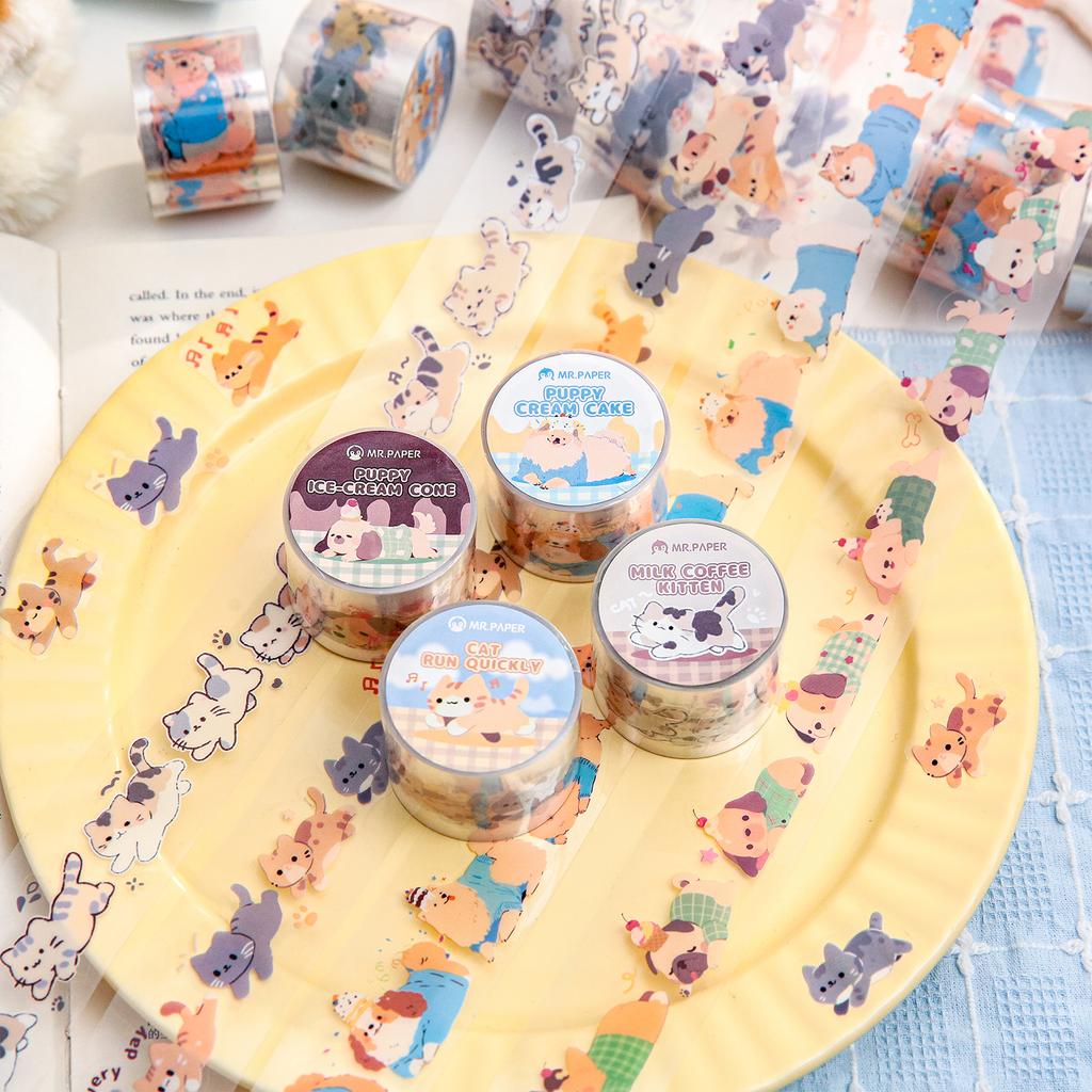 1 Rolle Niedliches Haustier-Thema Washi Tape für DIY Scrapbooking Journal Collage Aufkleber Handyhülle Notizbuch Dekorationszubehör