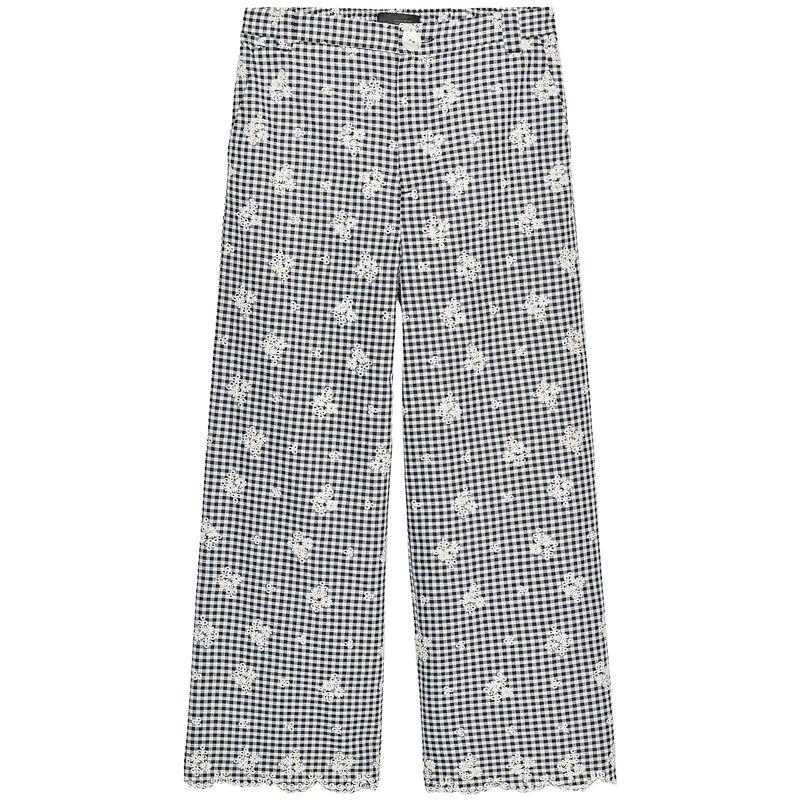 

Zaprha 2025 Summer New Embroidered Small Plaid Casual Loose Wide-Leg Pants Women Slimming 3400930 Nude/Blue L