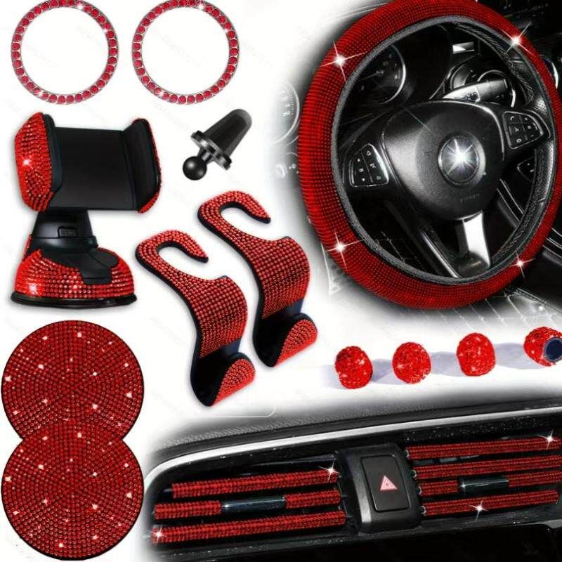 Non-Slip and Comfortable, Without Inner Ring, Handlebar Cover with Rhinestones, American Standard License Plate Frame, Rhinestone Car Decoration