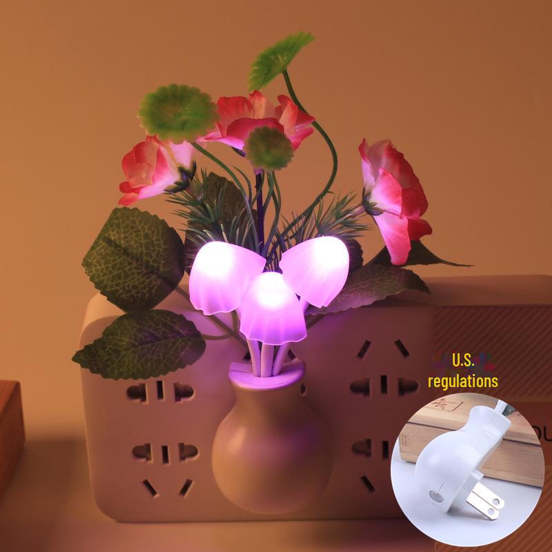 

Трансграничный светодиодный ночник-тюльпан: Встраиваемая лампа-гриб с датчиком освещенности, соответствующая стандартам США/Европы. 0.5W