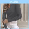 Elegant Long Sleeve Polo Shirt For Women With Pure Cotton Stripes And Slim Fit Design