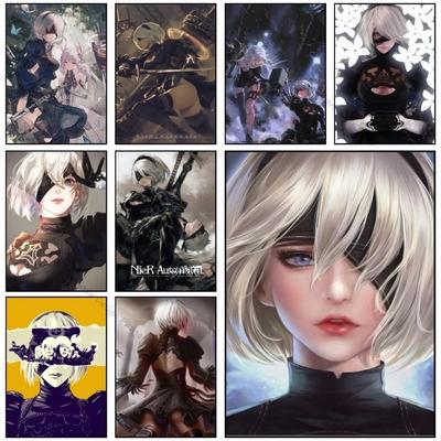 Nier Automata 2B Art Poster Good Quality Prints And Posters Vintage Room Home Bar Cafe Decor Aesthetic Art Wall Canvas Painting