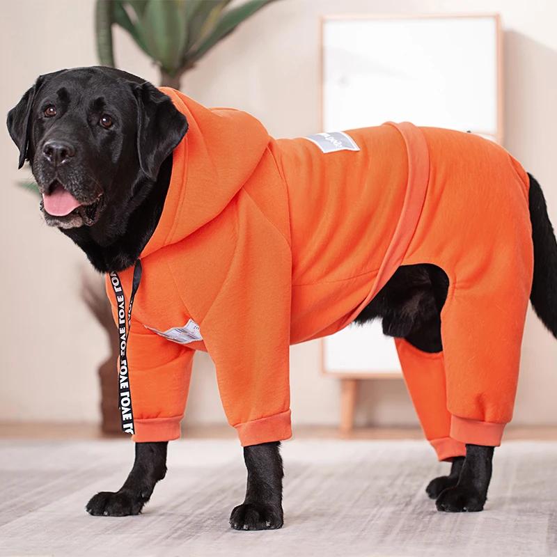 

Winter Dog Clothes Sport Hoodies Sweatshirts Warm Coat Clothing for Golden Retriever Labrador Big Dogs Cat Pets Puppy Outfi (47.5-60KG) помаранчевий