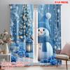 2pcs,2D Plane Printing Curtains Cute Snowman Christmas Winter Decorations (2) Durable Polyester (without Rod) Decorations For