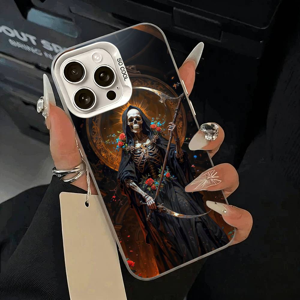 

Чехол для телефона с принтом S-Santa -M-Muerte Для iPhone 11 12 13 14 15 16 Pro Max Plus белый Серебристый Чехол для телефона iPhone12
