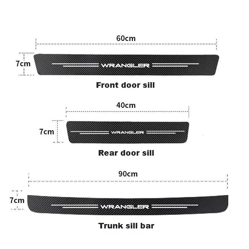 Carbon Fiber Car Door Sill Protector Trunk Bumper Pedal Anti Scratch Waterproof Decal Stickers For Jeep Wrangler JK TJ YJ SJ