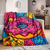 1pc Donut, Sprinkle Blanket, Lightweight Flannel Fleece with Digital Printing, Soft Warm for Sofa, Travel, Camping, Office, Couch, Chair, and Bed, All