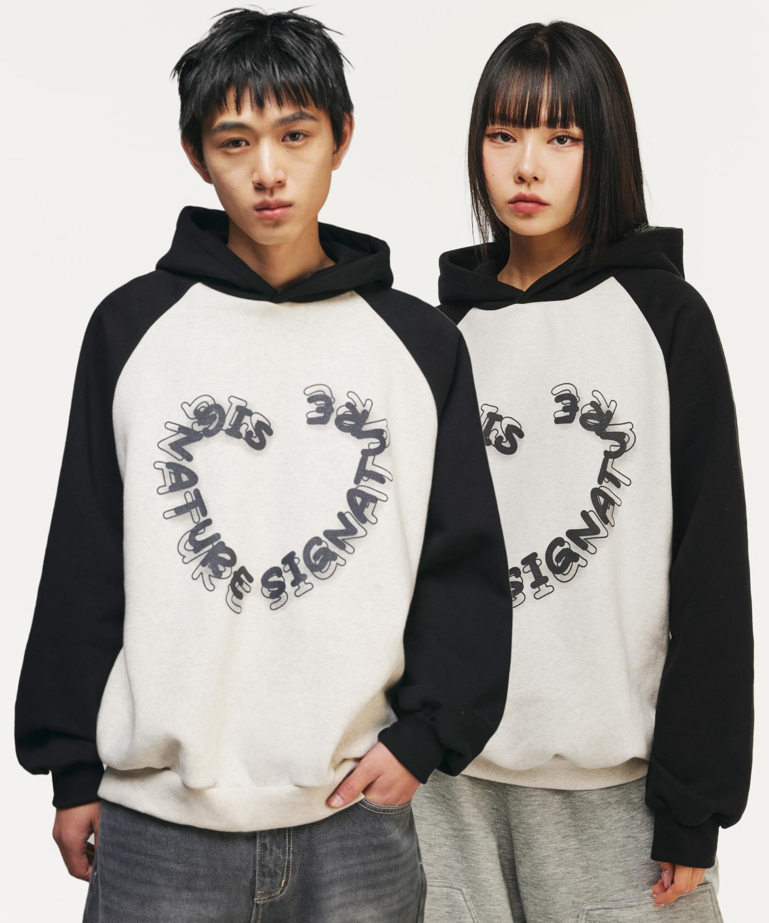 Signature Raglan Color Hoodie [Black Oatmeal] Black Oatmeal/L