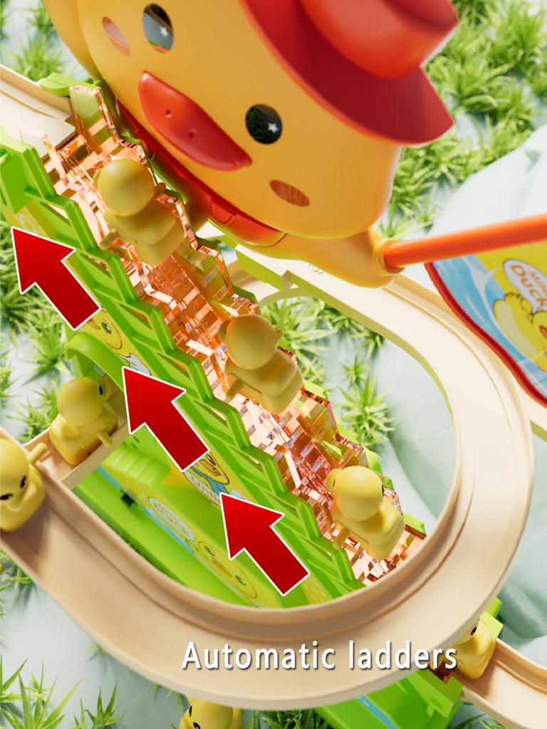 Track Sliding Little Duck Toy Climbing Stairs Duck Music Lights Children's Educational Memory Counting Toy for Role Play