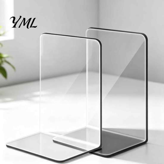 Clear Desktop Organizer for Documents 1 Pc Bookend Heavy Book, Acrylic Book Shelf Organizer, Transparent Rack Dormitory L Shaped Stopper Bedroom